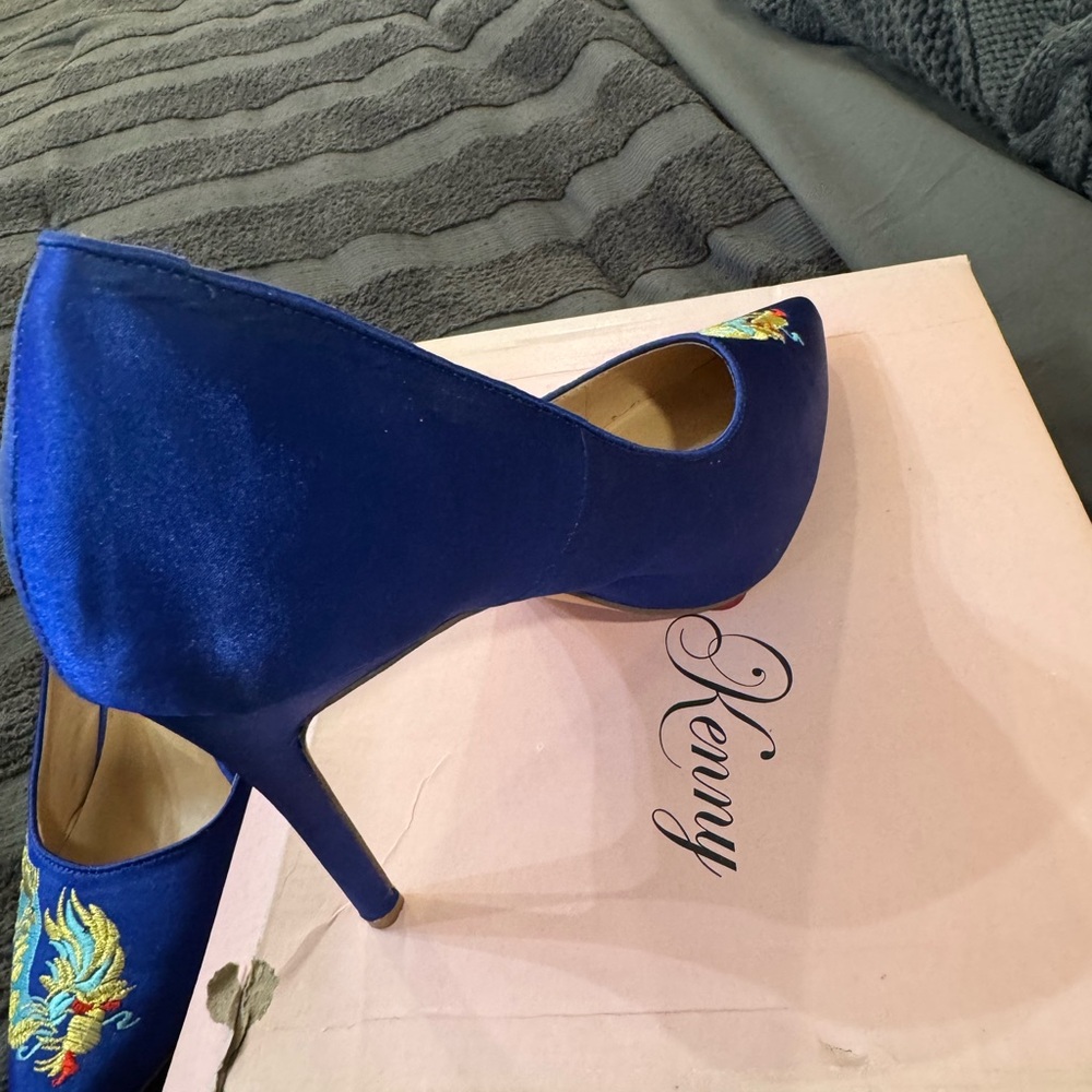 Penny Loves Kenny Blue Satin Fabric Shoes - Picture 4 of 4